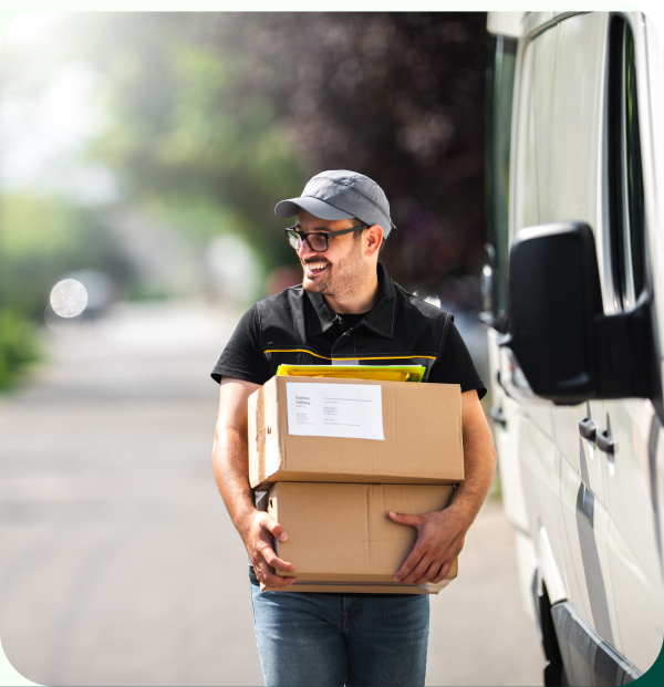 Delivery person with packages